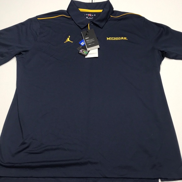 NIKE MICHIGAN WOLVERINES Blue Polo Shirt - Picture 2 of 5